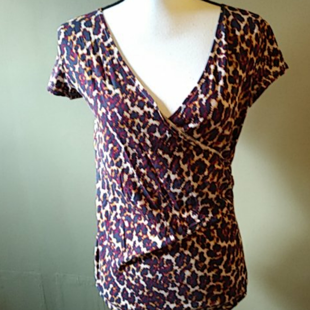 Merona Leopard Print Ruched Top S 4 for $20